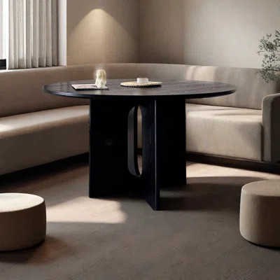 Black solid wood dining table and round table | Wayfair North America