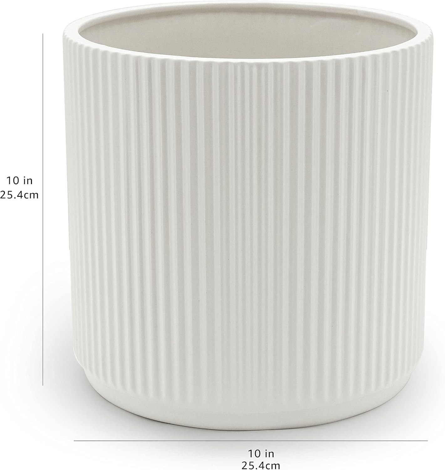 Amazon Basics Fluted Ceramic Round Planter, 10-Inch, White | Amazon (US)