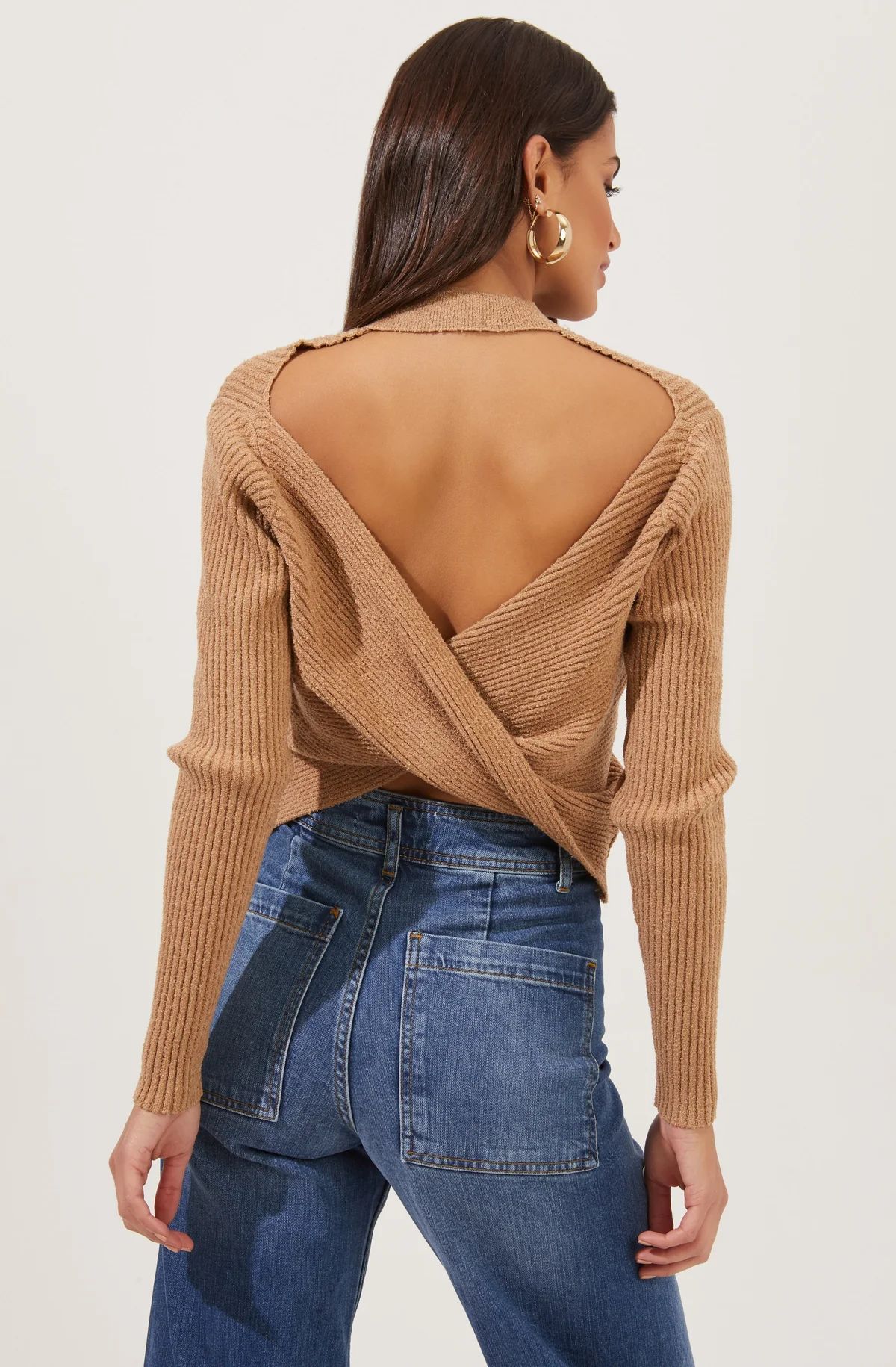Prescott Ribbed Knit Backless Sweater | ASTR The Label (US)