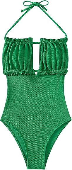 MakeMeChic Women's Green Strapless Bathing Suit Green One Piece Swimsuit Swimsuits 2024 Amazon | Amazon (US)