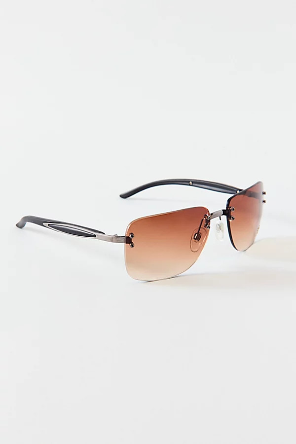 Vintage & ReMADE by UO Vintage By UO Double Diamond Sunglasses in Brown, Women's at Urban Outfitters | Urban Outfitters (US and RoW)