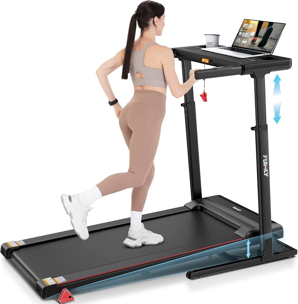 Treadmill with Desk Workstation & Adjustable Height, 300 LBS Weight Capacity, Folding Treadmill w... | Amazon (US)