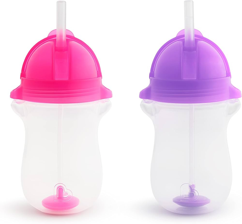Munchkin® Any Angle™ Weighted Toddler Straw Cup with Click Lock™ Lid, 10 Ounce, 2 Pack, Pink... | Amazon (US)