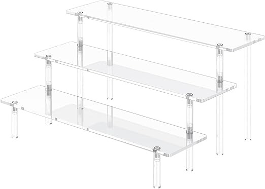 3 Tier Acrylic Display Risers, Large Perfume Organizer Stand, Clear Cupcake Stand Holder, Display... | Amazon (US)