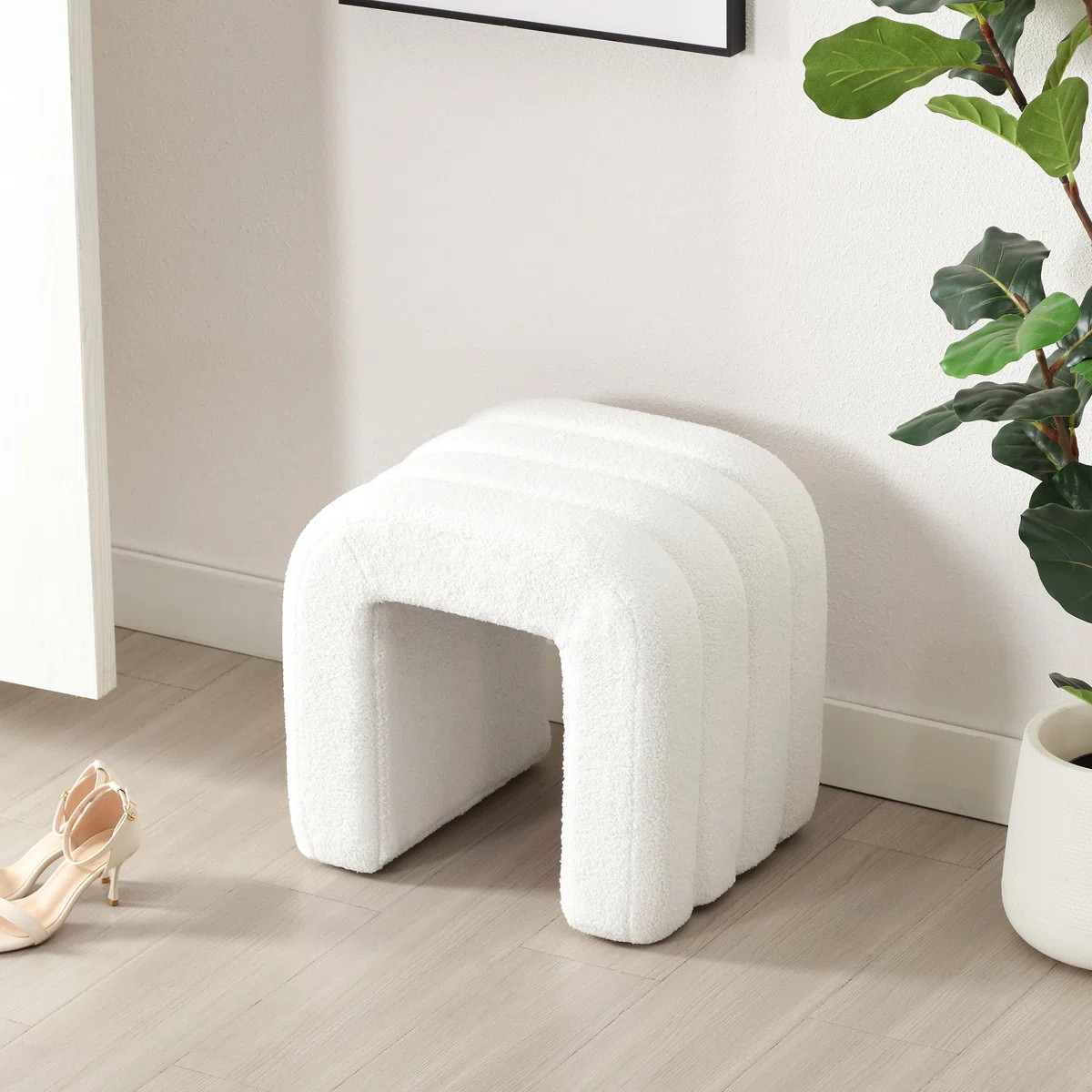 19.3" W Modern Channel Tufted Upholstered Standard Ottoman Footstool | Wayfair North America