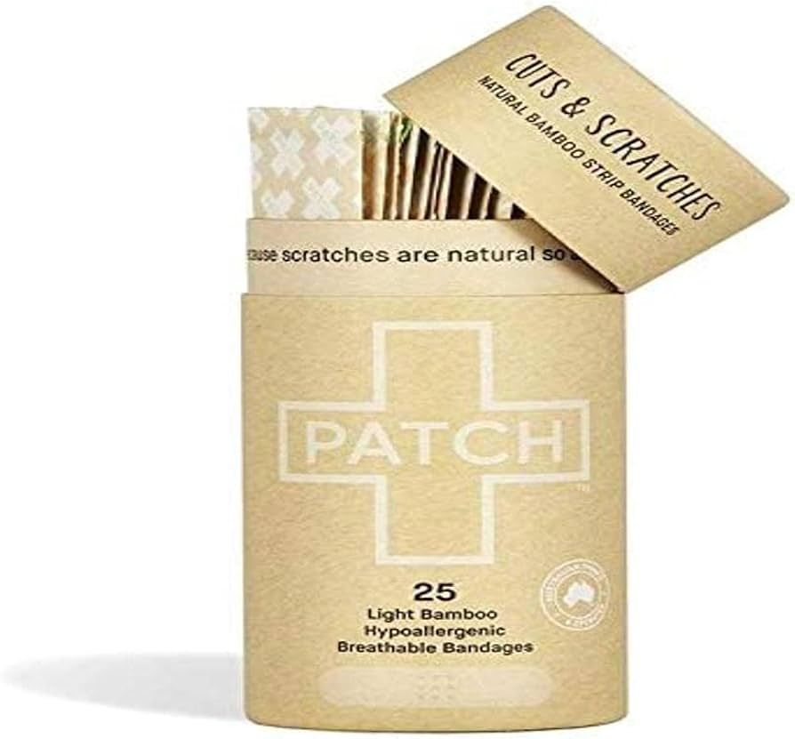 Patch Eco-Friendly Bamboo Bandages for Cuts & Scratches, Hypoallergenic Wound Care for Sensitive ... | Amazon (US)