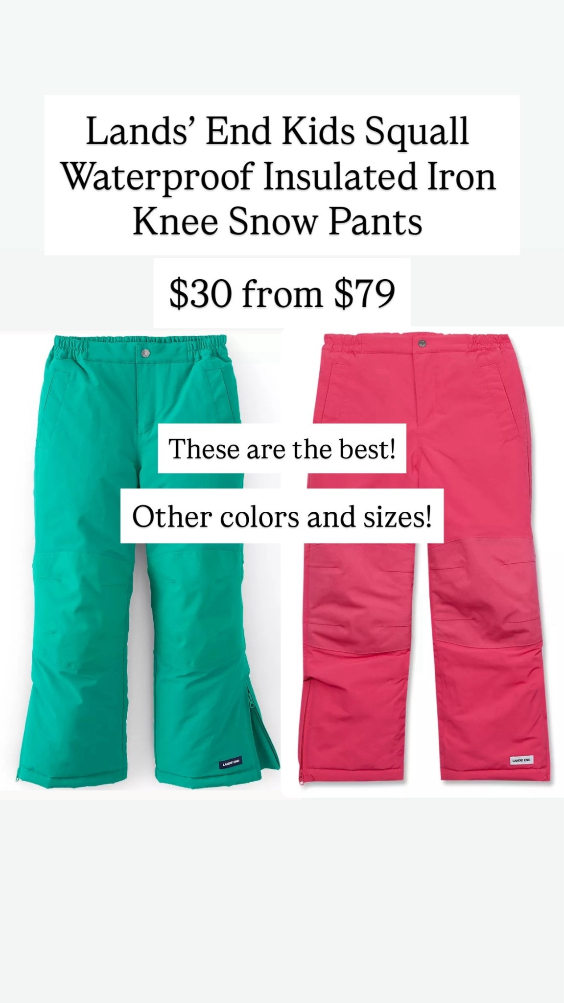 Lands’ End has the best quality snow pants ever! These are so good!

#LTKKids
