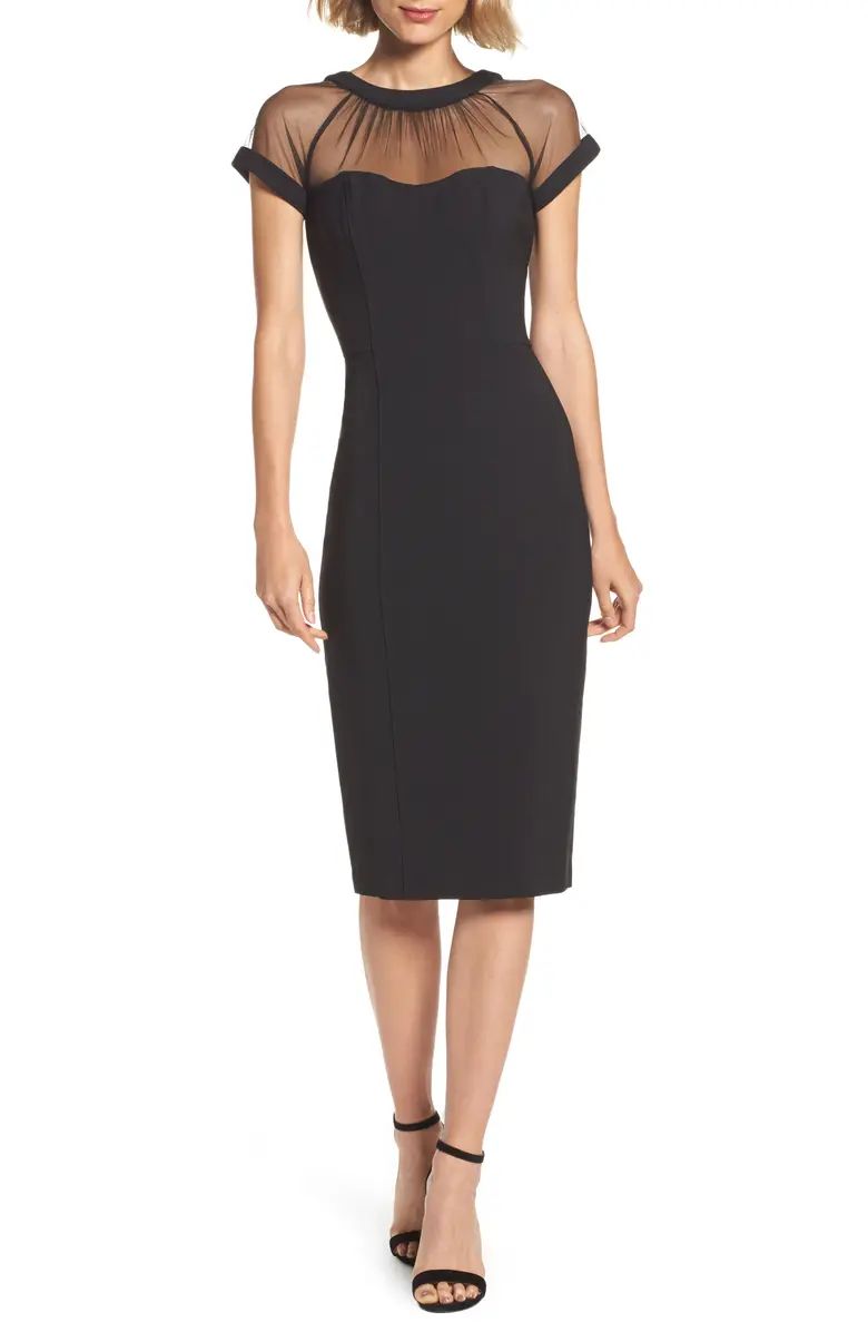 Maggy London Illusion Yoke Crepe Cocktail Dress | Nordstrom | Nordstrom