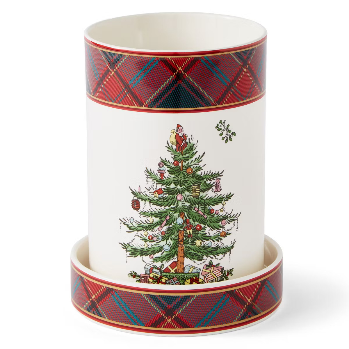 Spode Christmas Tree Wines Chiller & Coaster, Tartan Plaid - Elegant Cooler and Beverage Chiller,... | Target