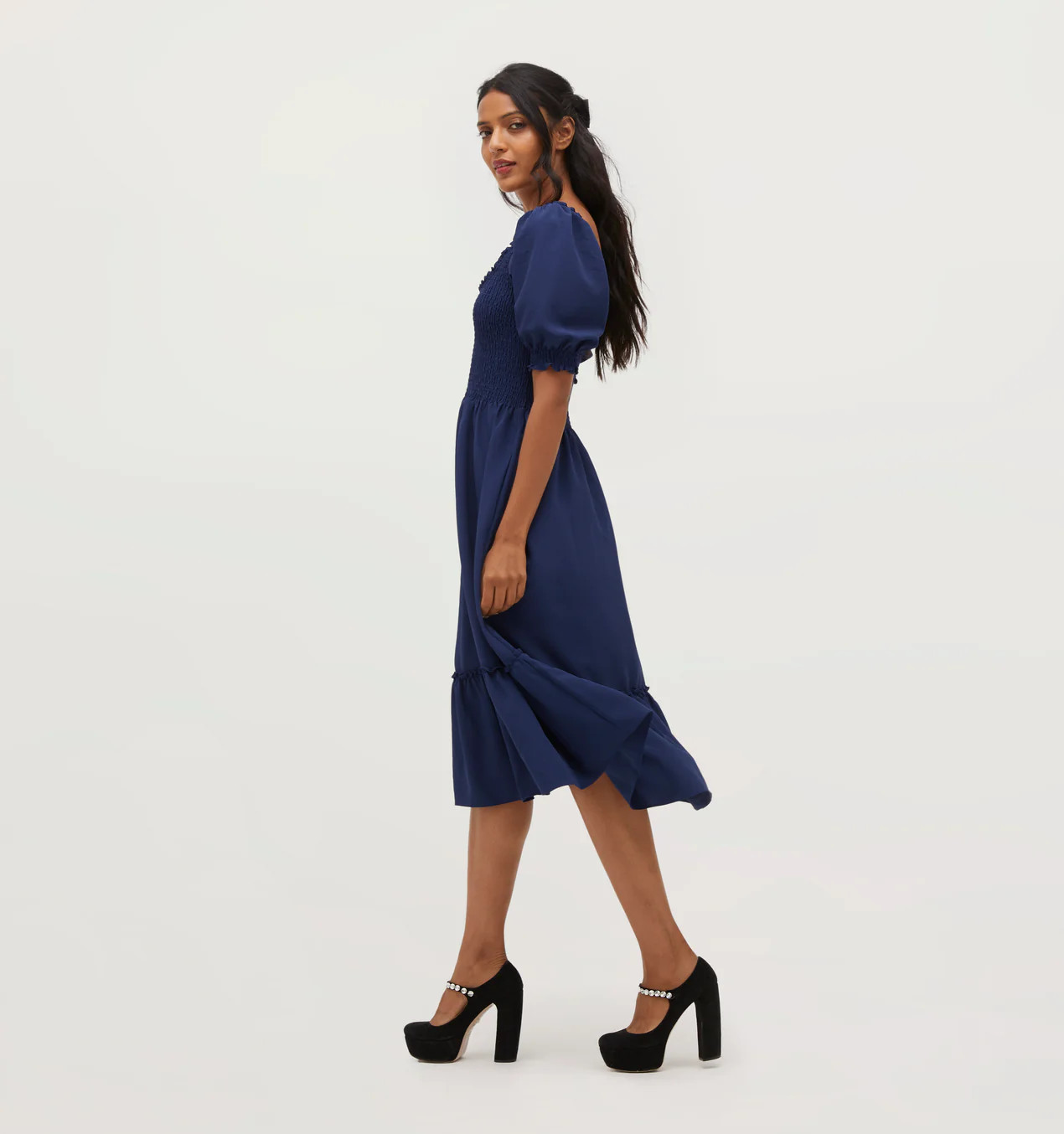 The Louisa Nap Dress - Navy Crepe | Hill House Home