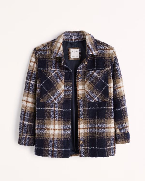 Women's Classic Cozy Shirt Jacket | Women's Coats & Jackets | Abercrombie.com | Abercrombie & Fitch (US)