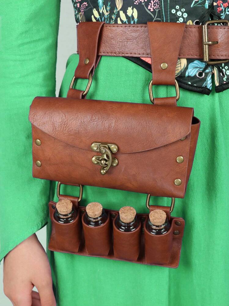 PU Leather Medieval Knight Belt Bag With Glass Magic Bottle Viking, Renaissance Faire LARP, Steam... | SHEIN