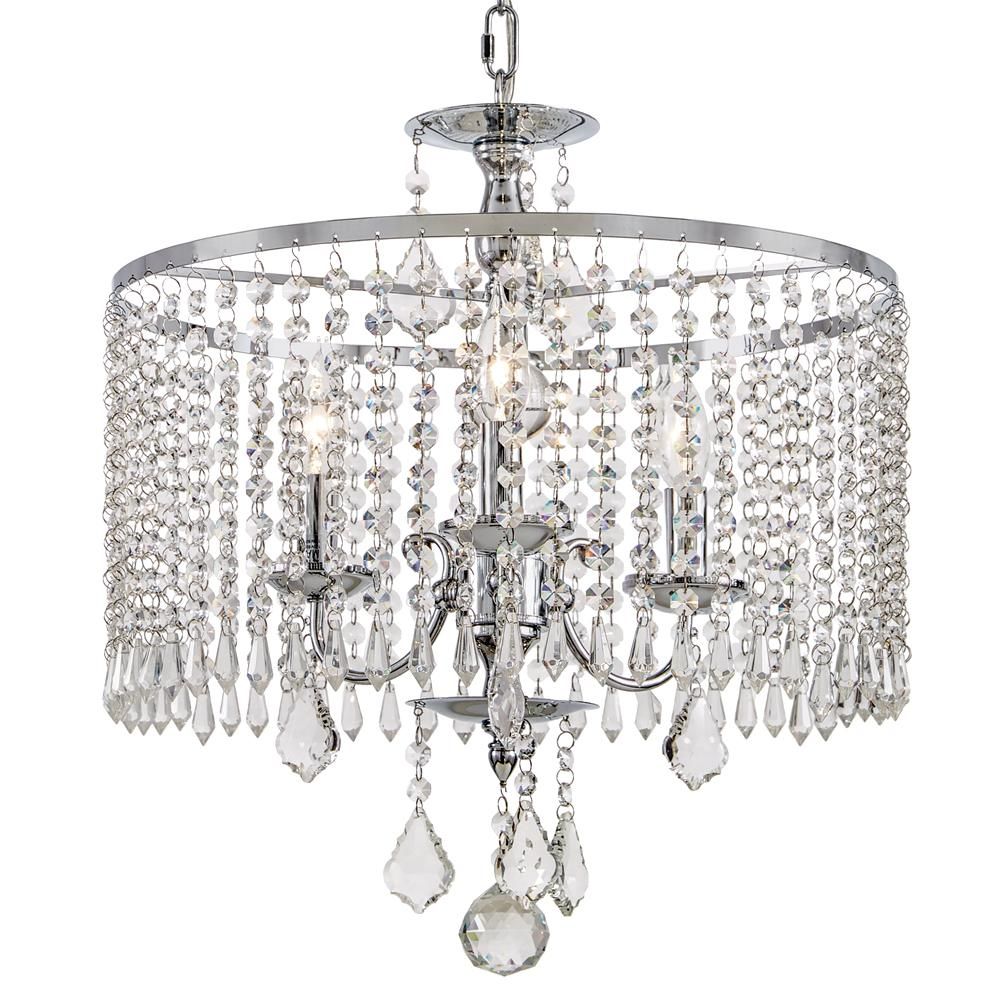 Home Decorators Collection Calisitti 3-Light Polished Chrome Chandelier with K9 Crystal Dangles-H... | The Home Depot
