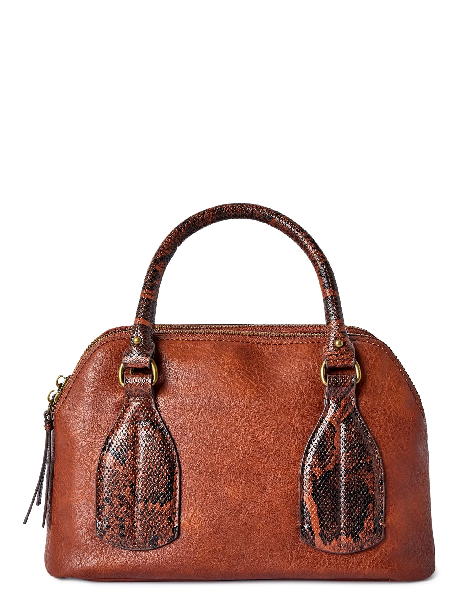 Time and Tru Women’s Palms Satchel Handbag Brown | Walmart (US)