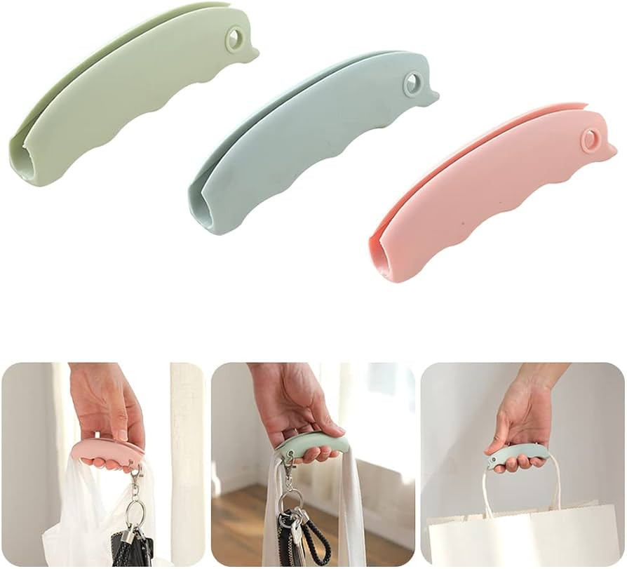 3 Pcs Grocery Bag Carrier with Soft Cushion Grip, Silicone Lifting Holder Handle Grip Keyhole For... | Amazon (US)