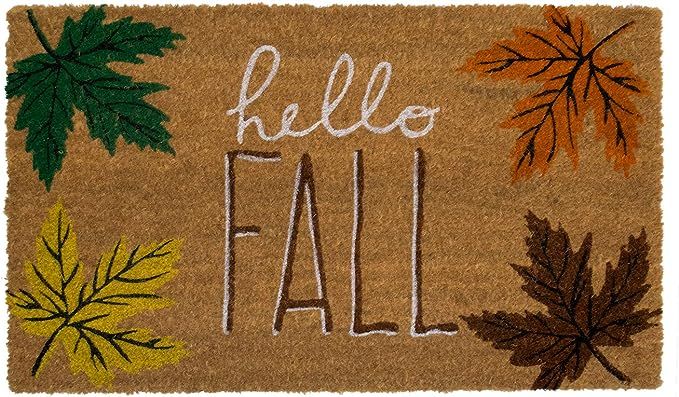 PVCTY Briarwood Lane Hello Fall Coir Doormat Leaves Natural Fiber Outdoor 18" x 30" | Amazon (US)