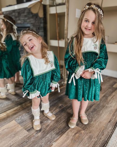 Autumn winter sister set big sister dress little sister romper dark green damask velvet fabric Christmas dress 

#LTKstyletip #LTKHoliday #LTKSeasonal