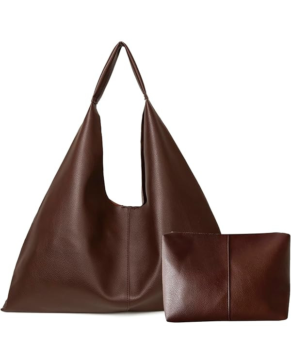 Leather Tote Bag, Oversized Hobo Bags, Large Tote Bag for Women Work, Vegan Leather Handbags Trav... | Amazon (US)