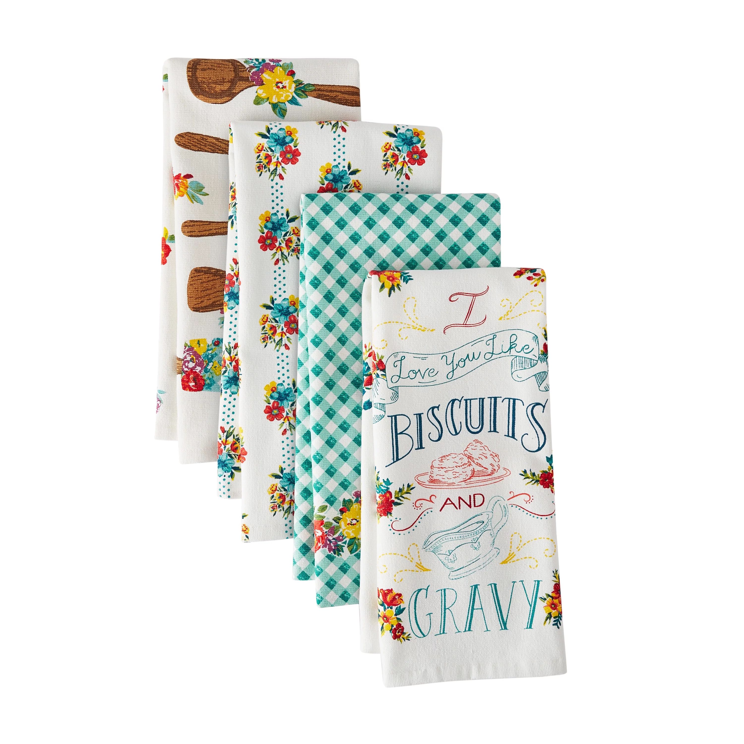 The Pioneer Woman Biscuits & Gravy Kitchen Towel Set, Multicolor, 16"W x 28"L, 4 Piece | Walmart (US)