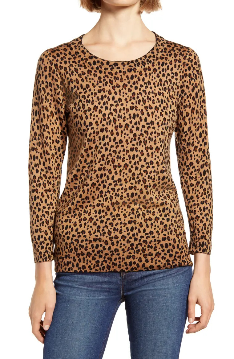 Leopard Print Merino Wool Sweater | Nordstrom