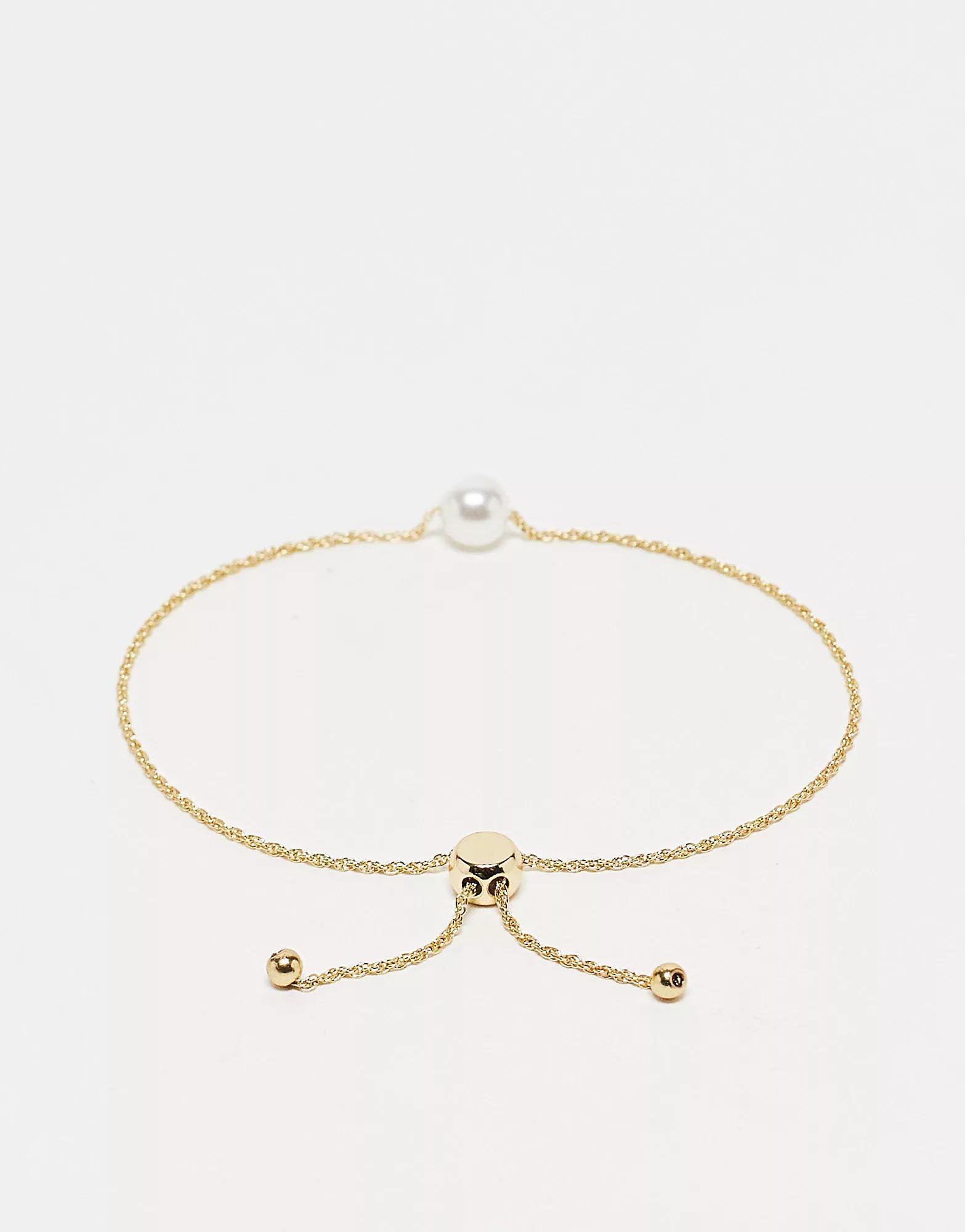 ASOS DESIGN toggle bracelet with pearl detail in gold tone | ASOS (Global)