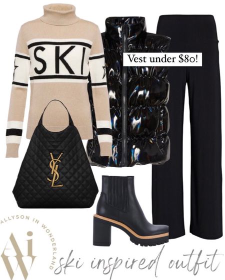 Ski sweater 
Sweater
Vest
Boots
Black boots 

#LTKGiftGuide #LTKunder100 #LTKHoliday