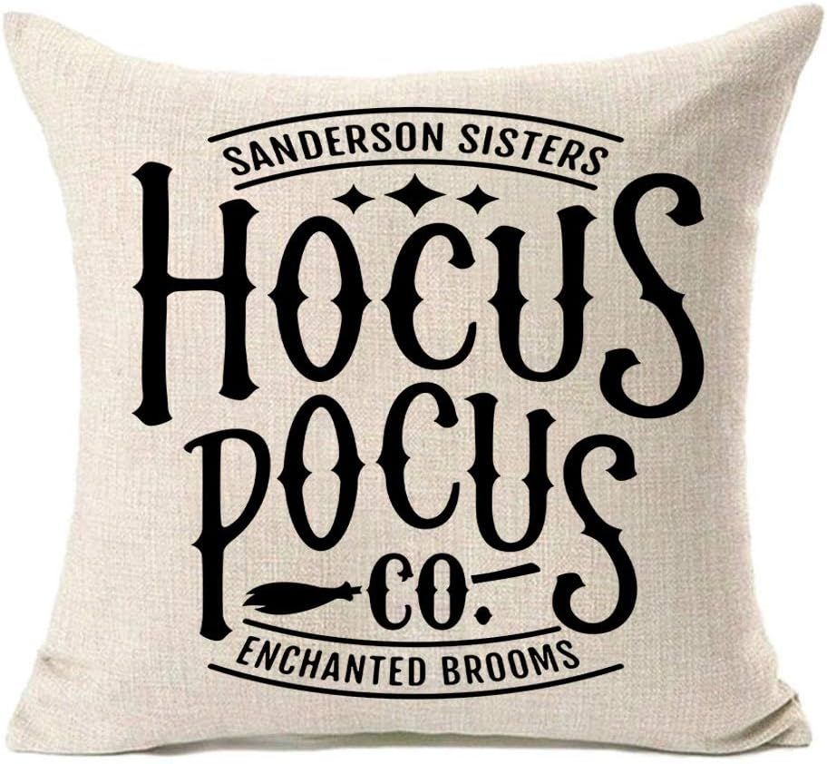 MFGNEH Hocus Pocus Co Enchanted Brooms Halloween Pillow Covers 18x18,Halloween Decorations Cotton Li | Amazon (US)