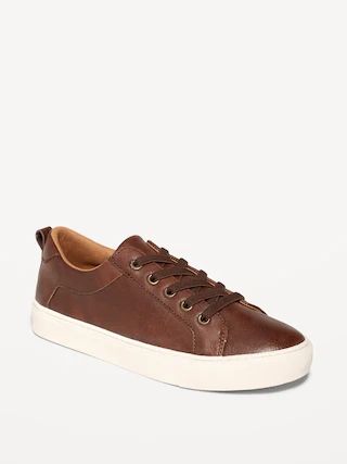 Gender-Neutral Elastic-Lace Faux-Leather Sneakers for Kids | Old Navy (CA)