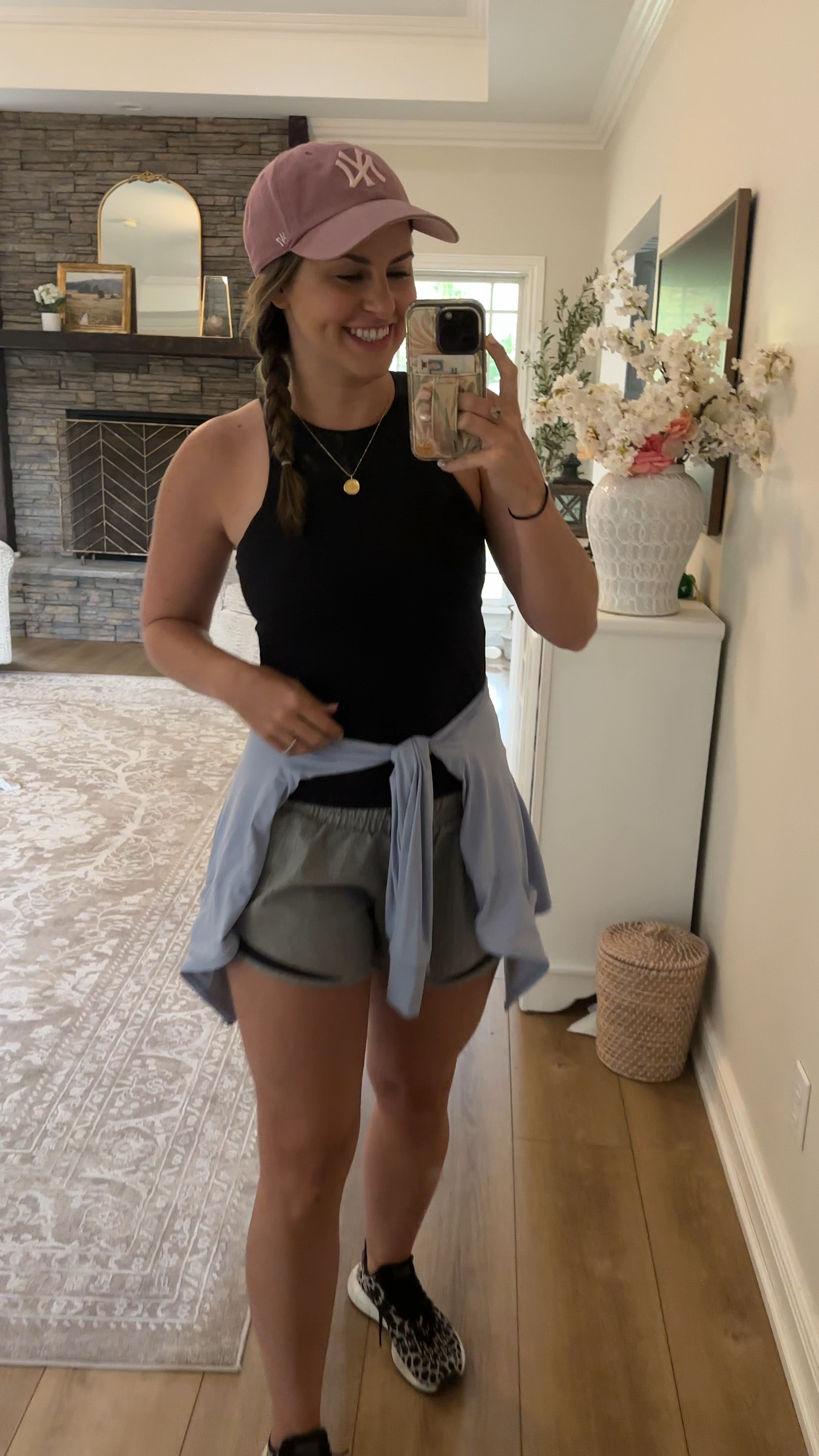 Wore this tank top, shorts and running jacket on my walk today! The tank is a high neck tank with a built in bra! 👏🏼 Shorts & jacket are Amazon finds that I love!!! Paired it with my leopard tennis shoes I wear on repeat! 

Sports mom outfit, casual style, summer outfit, fitness gear, workout clothes, casual everyday outfit 

#LTKActive #LTKStyleTip #LTKVideo