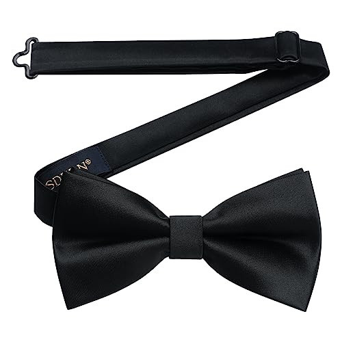 HISDERN Black Bow Ties for Men Bowties Pretied Solid Color Classic Satin Bow Tie Formal Business Tuxedo Adjustable Bowtie for Wedding Party | Amazon (US)