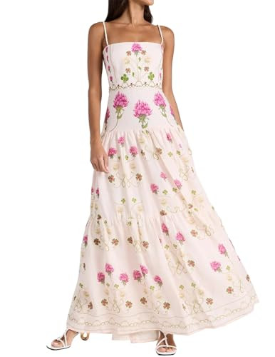 Beige Floral Dress Maxi Slip Dress Trendy Wrap Dress Flowy Dress Elegant Sundress Chic Birthday D... | Amazon (US)