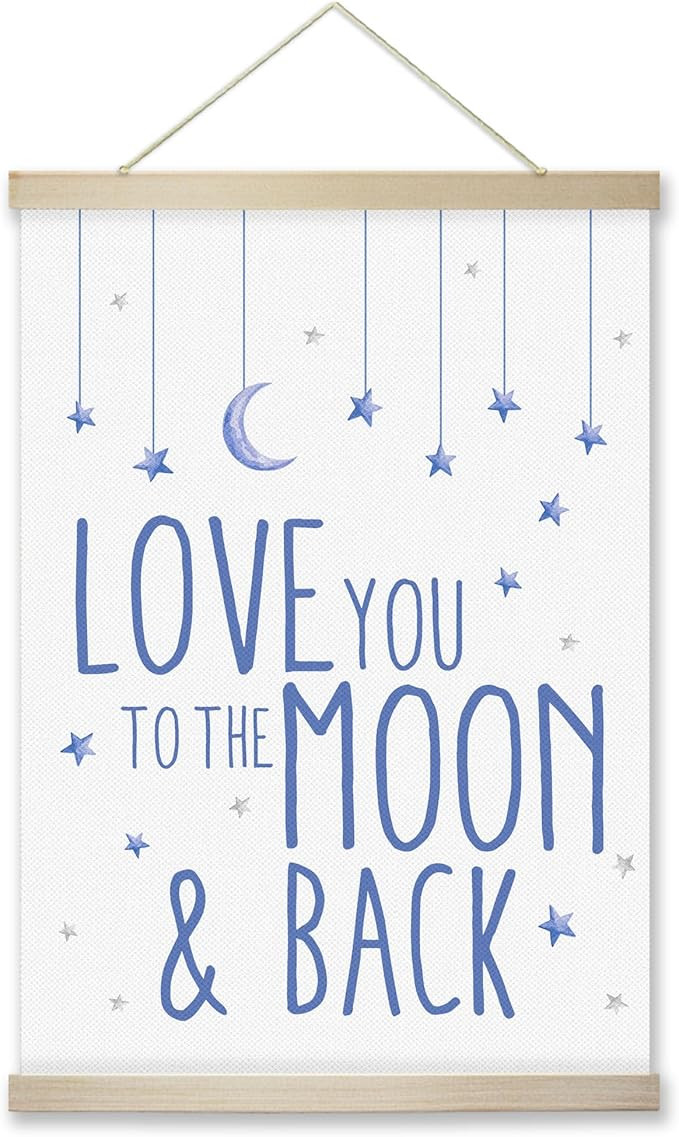RZQIJ Love You To The Moon and Back Sign Hanging Wall Flags Canvas Banner 12x16 Inch - Moon and S... | Amazon (US)