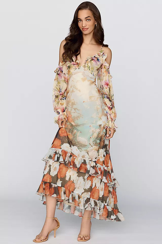 BHLDN Ruffle Puff-Sleeve Maxi Dress | Anthropologie (US)