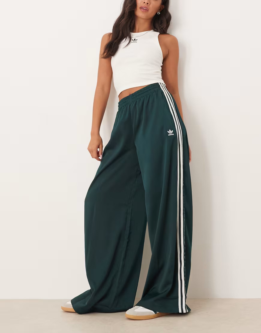 adidas Originals Adicolor satin track pants in green | ASOS (Global)