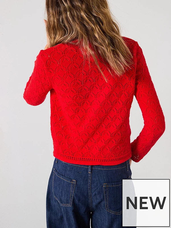 Mango Pattern Knit Detailed Cardigan - Red | Very (UK)