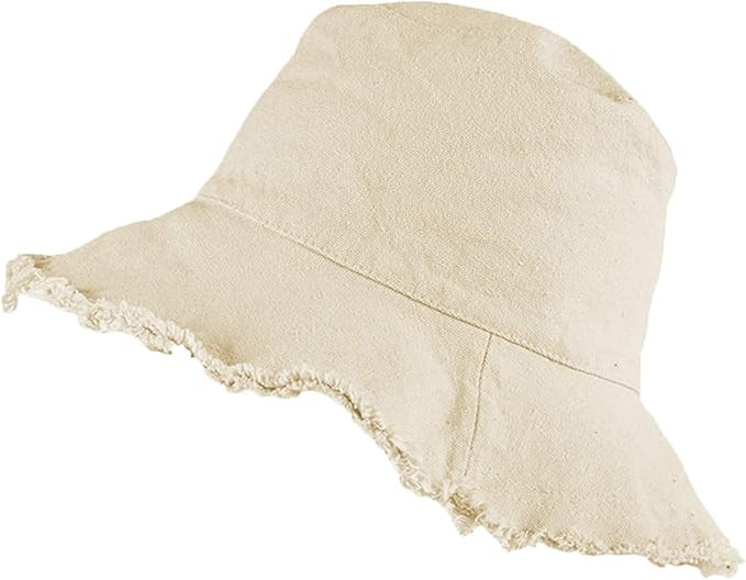 Bucket-Hat-Distressed Washed-Cotton Summer-Sun-Hat Solid Wide Brim Fisherman Cap (Size: 7 1/8) | Amazon (US)