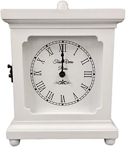 Tasse Verre Wood Clock for Shelf Table Or Desk 9"x7" - Farmhouse Decor White Mechanical Quiet Sil... | Amazon (US)