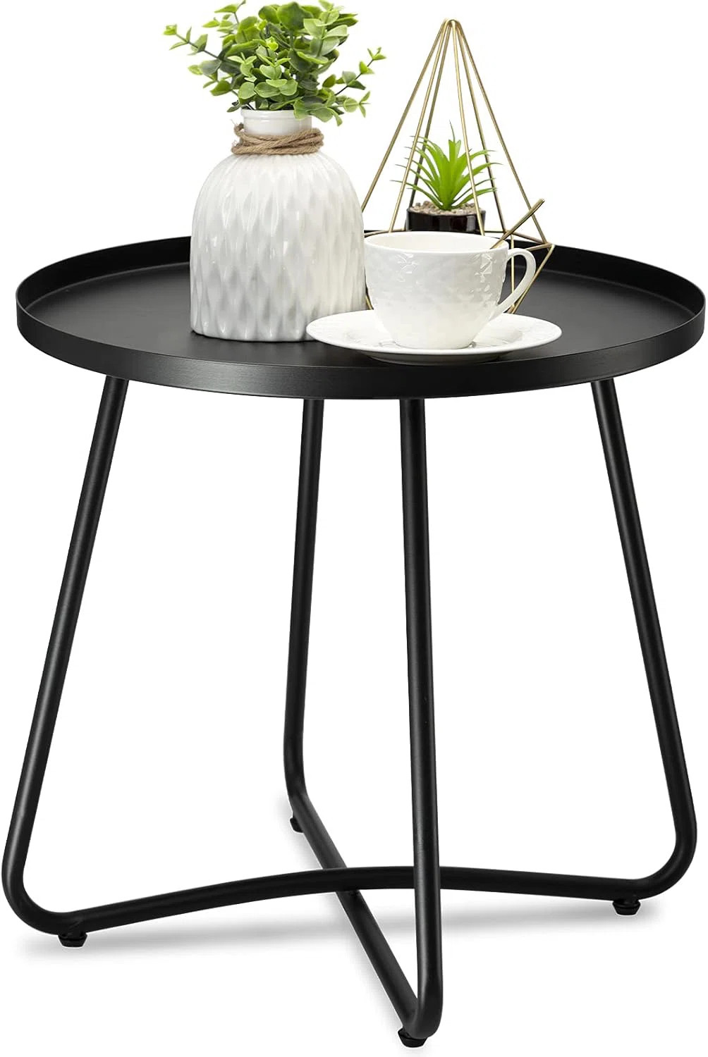 Small Outdoor Side Table, 2-Tier Round Metal Patio Table, Accent Table Waterproof | Wayfair North America
