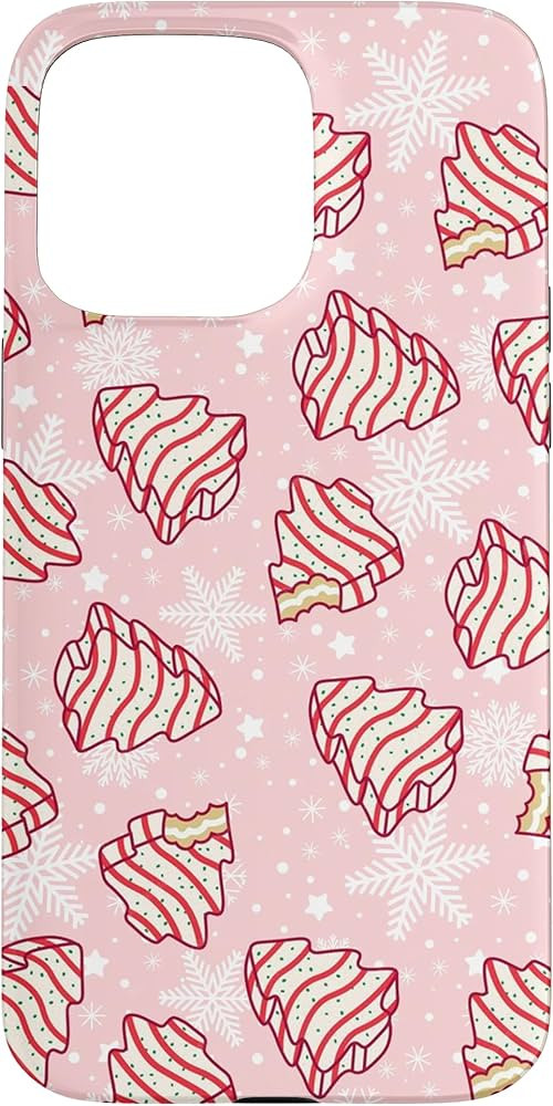 iPhone 15 Pro Max Cute Pink Christmas Tree Cakes Print Winter Xmas Holiday Case | Amazon (US)