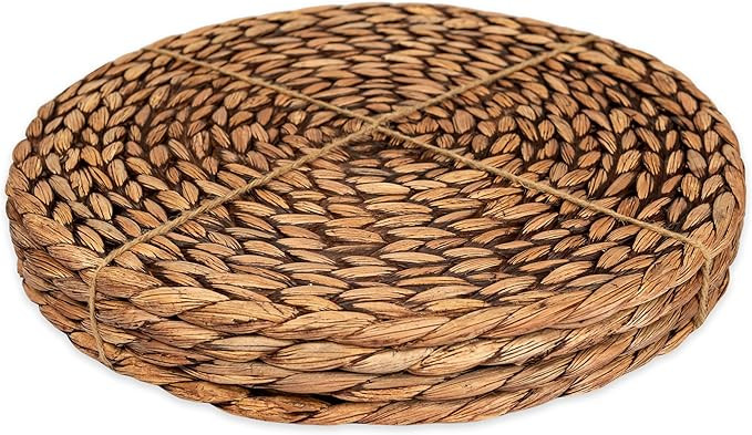 CENBOSS Woven Placemats (13.5" Set of 4, Brown Wash) Round Placemat, Wicker Place mats, Rattan Pl... | Amazon (US)