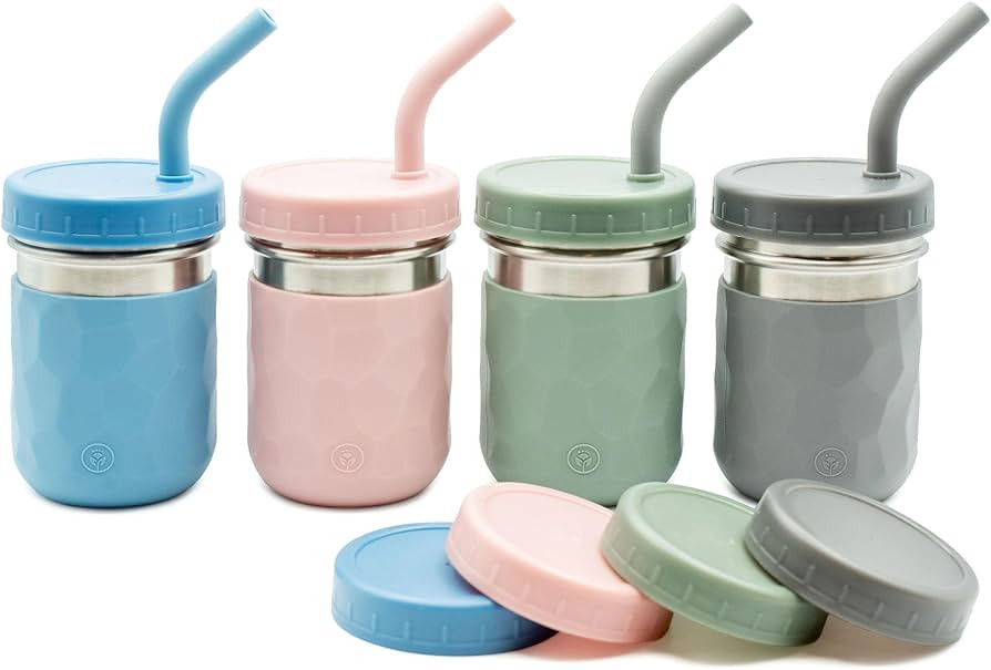 WeeSprout 2-in-1 Drinking Cups for Kids, Durable Stainless Steel Tumbler for Smoothies, Silicone ... | Amazon (US)