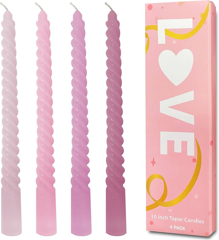 Spiral Twisted Taper Candles, Set of 4 Dinner Candles, Unscented Taper Candlesticks 10 inch Tall,... | Amazon (US)