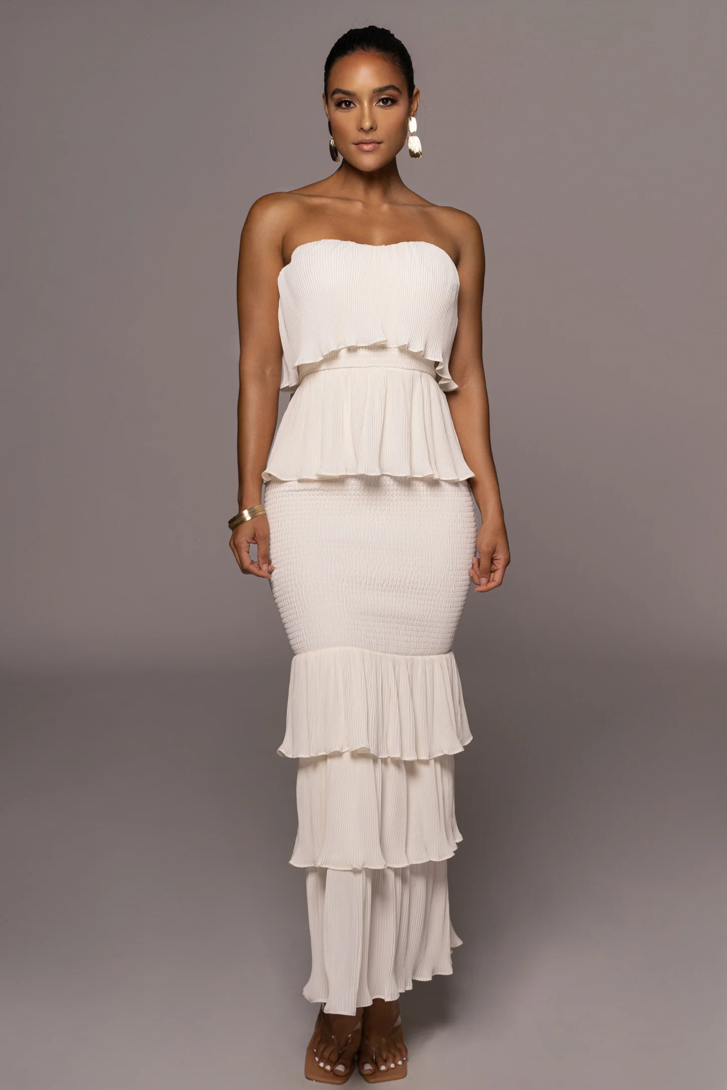 Ivory Casa Blanca Ruffle Dress | JLUXLABEL