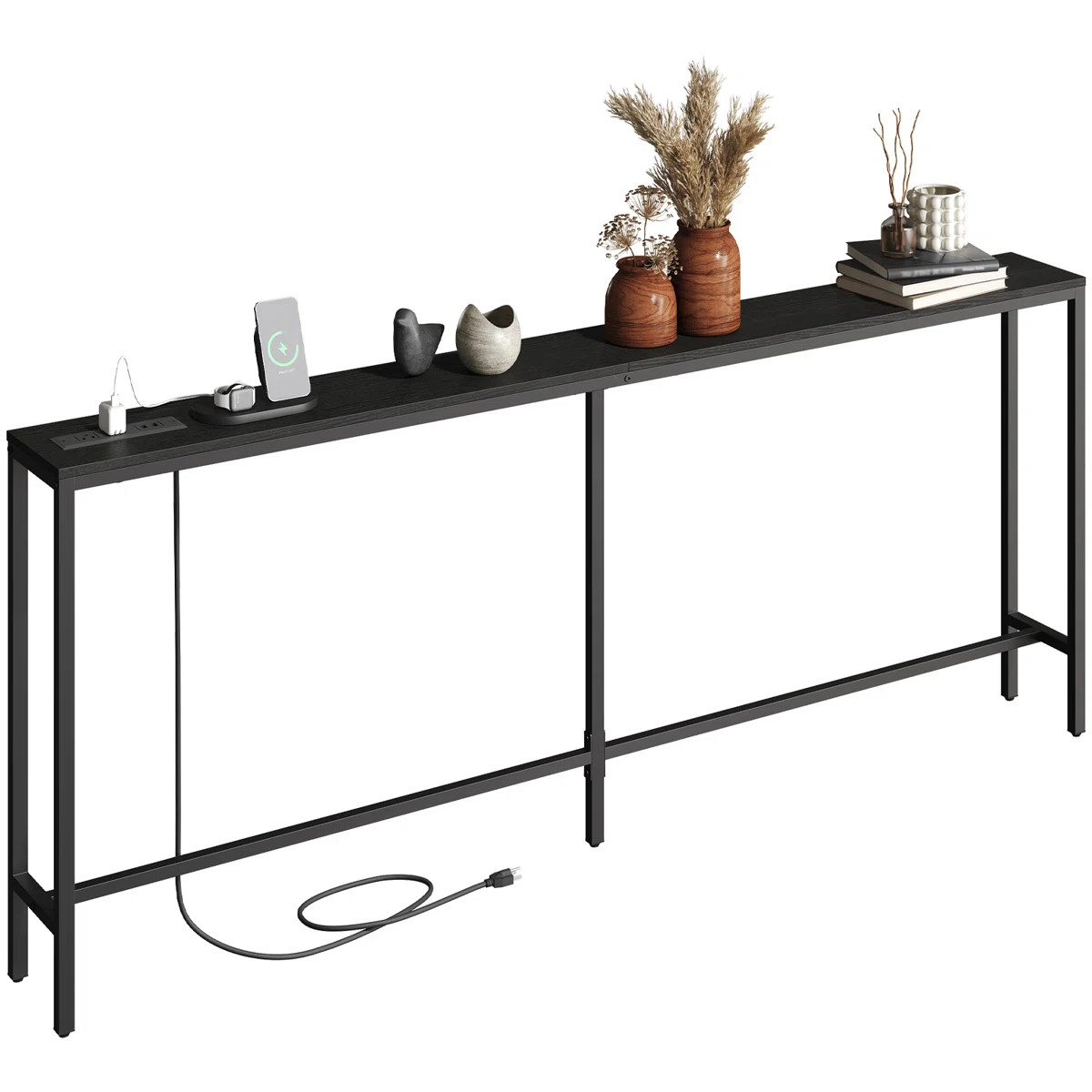 Console Table with Power Outlet Behind Couch Narrow Entryway Table | Wayfair North America