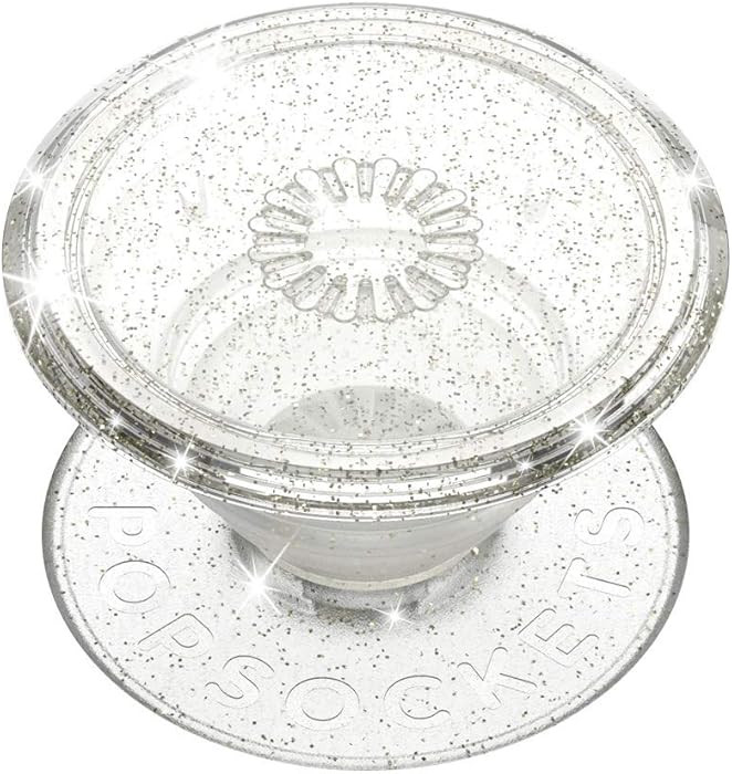 PopSockets Adhesive Phone Grip, Holder, Phone Stand, Kindle - Clear Glitter Silver | Amazon (US)