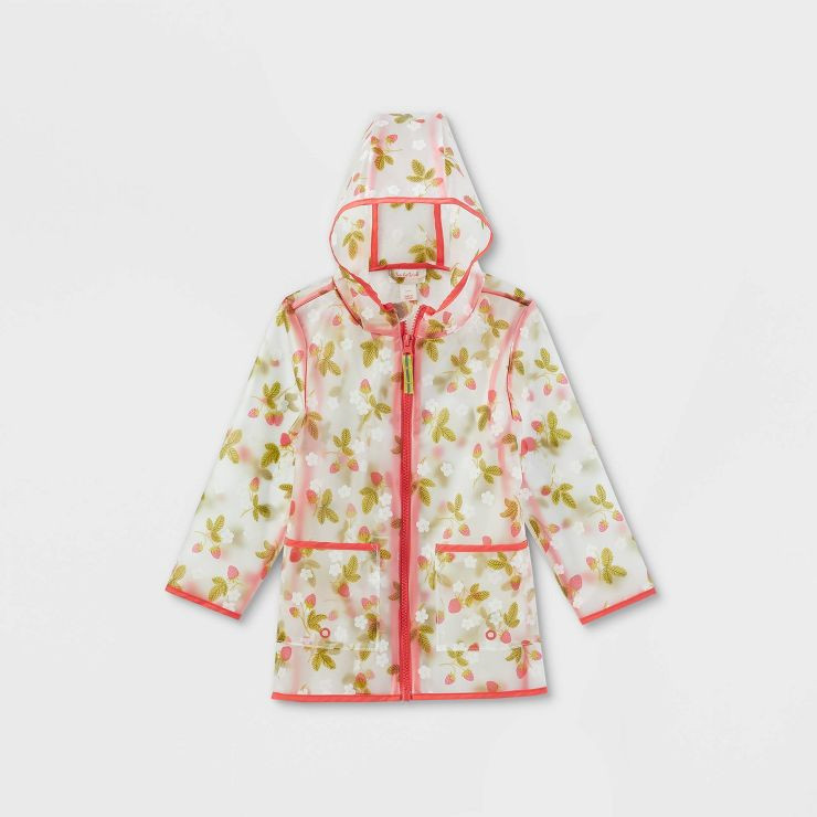 Toddler Strawberry Printed Unlined Rain Coat - Cat & Jack™ Red | Target