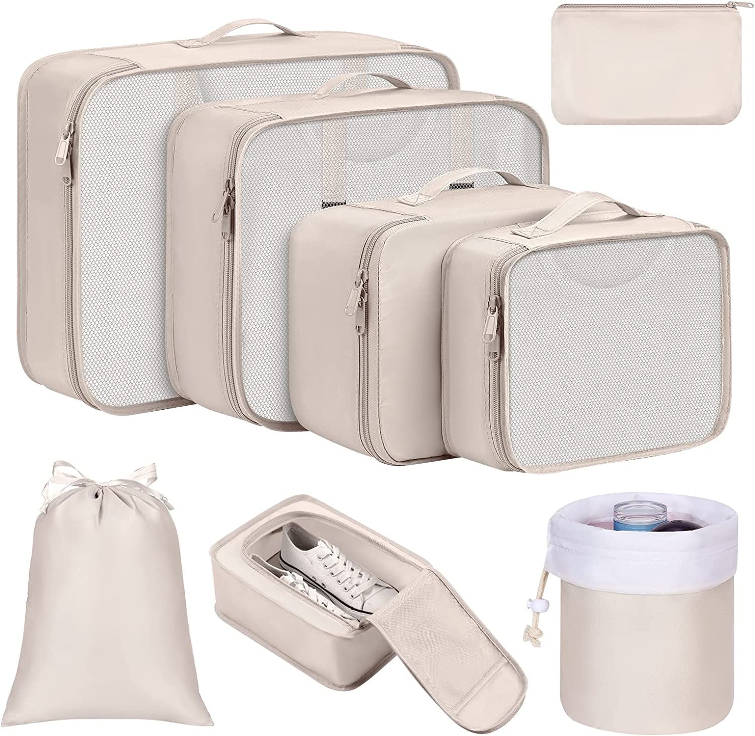 Amazon.com: Packing Cubes for Travel, 8Pcs Travel Cubes Set Foldable Suitcase Organizer Lightweig... | Amazon (US)