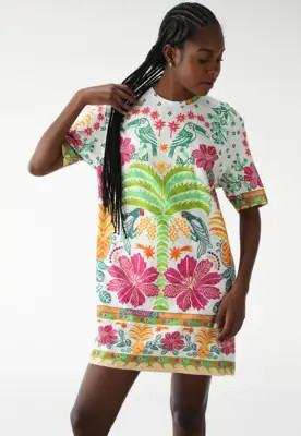 Vestido FARM Curto Oasis de Verão Off-White | Dafiti (BR)