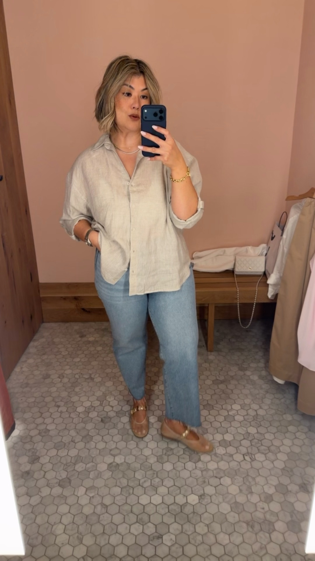 I used to be fan of Anthropologie’s linen button downs, but last year they decided to do a linen blend (boo 👎🏻). I’m actually glad bc I found this shirt because of it. Obviously, I was not the only one disappointed because they brought back the 100% linen this year, but now it’s too late bc I found a better replacement 🤎

Sizing recommendation:
Definitely size down. This shirt runs big. I’m wearing a medium and it is still very oversized. 
I wear a nude bra underneath these shirts. 

#LTKstorytime #LTKMidsize #LTKootd