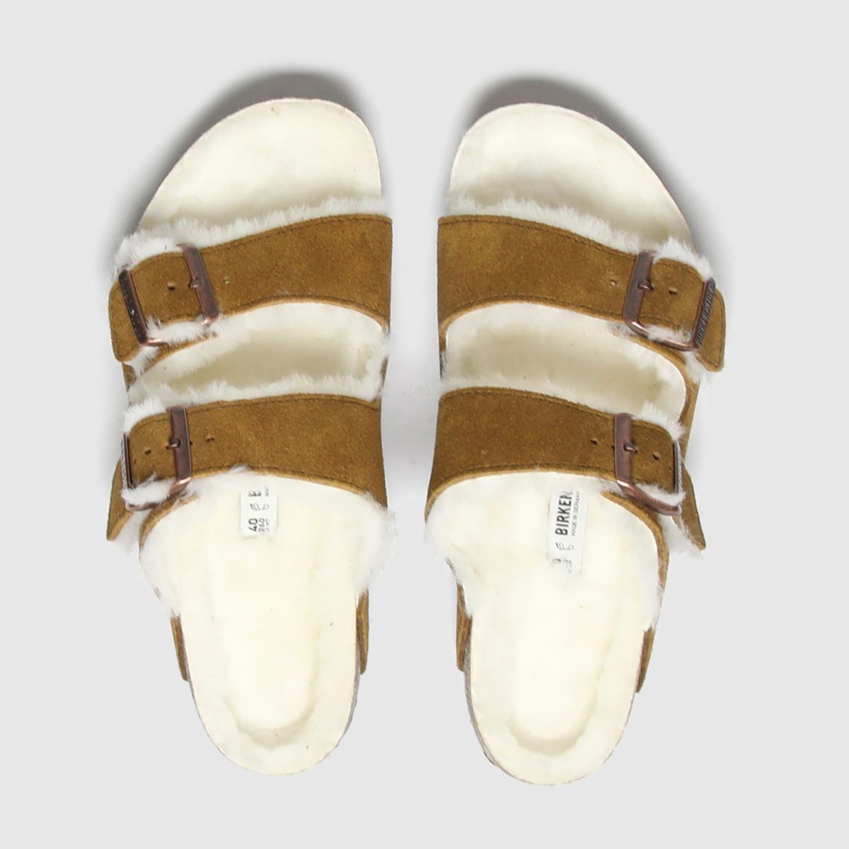 BIRKENSTOCK tan birk arizona shearling sandals | Schuh